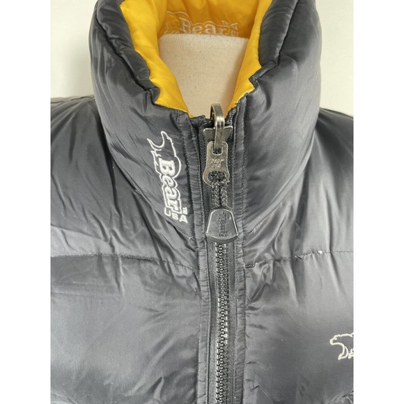 Vintage Bear USA Duck Down Reversible Puffer Vest Warm Winter Large Yellow Black - Picture 4 of 16